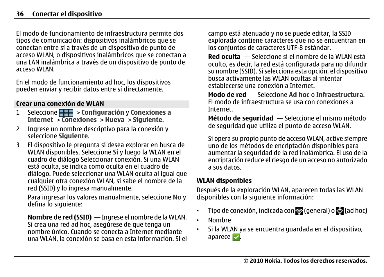 Crear una conexión de wlan | Nokia N900 User Manual | Page 172 / 283