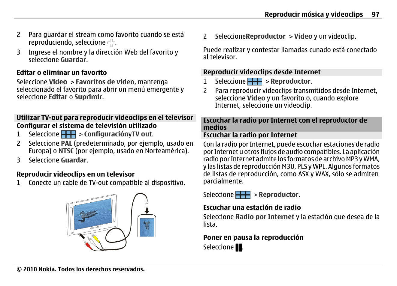 Reproducir videoclips desde internet, Escuchar la radio por internet, Medios 97 | Nokia N900 User Manual | Page 233 / 283