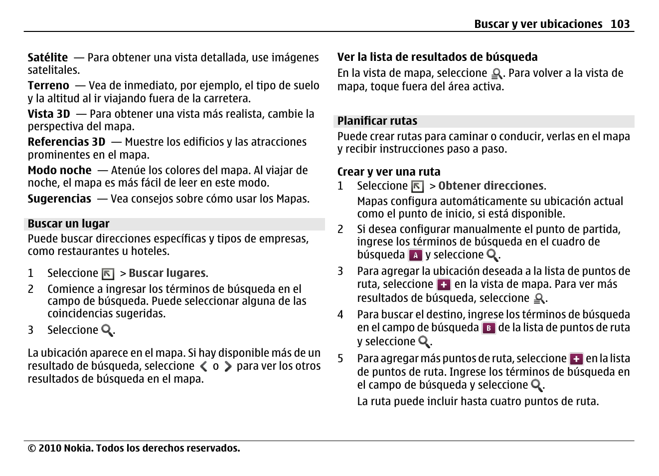 Buscar un lugar, Planificar rutas | Nokia N900 User Manual | Page 239 / 283