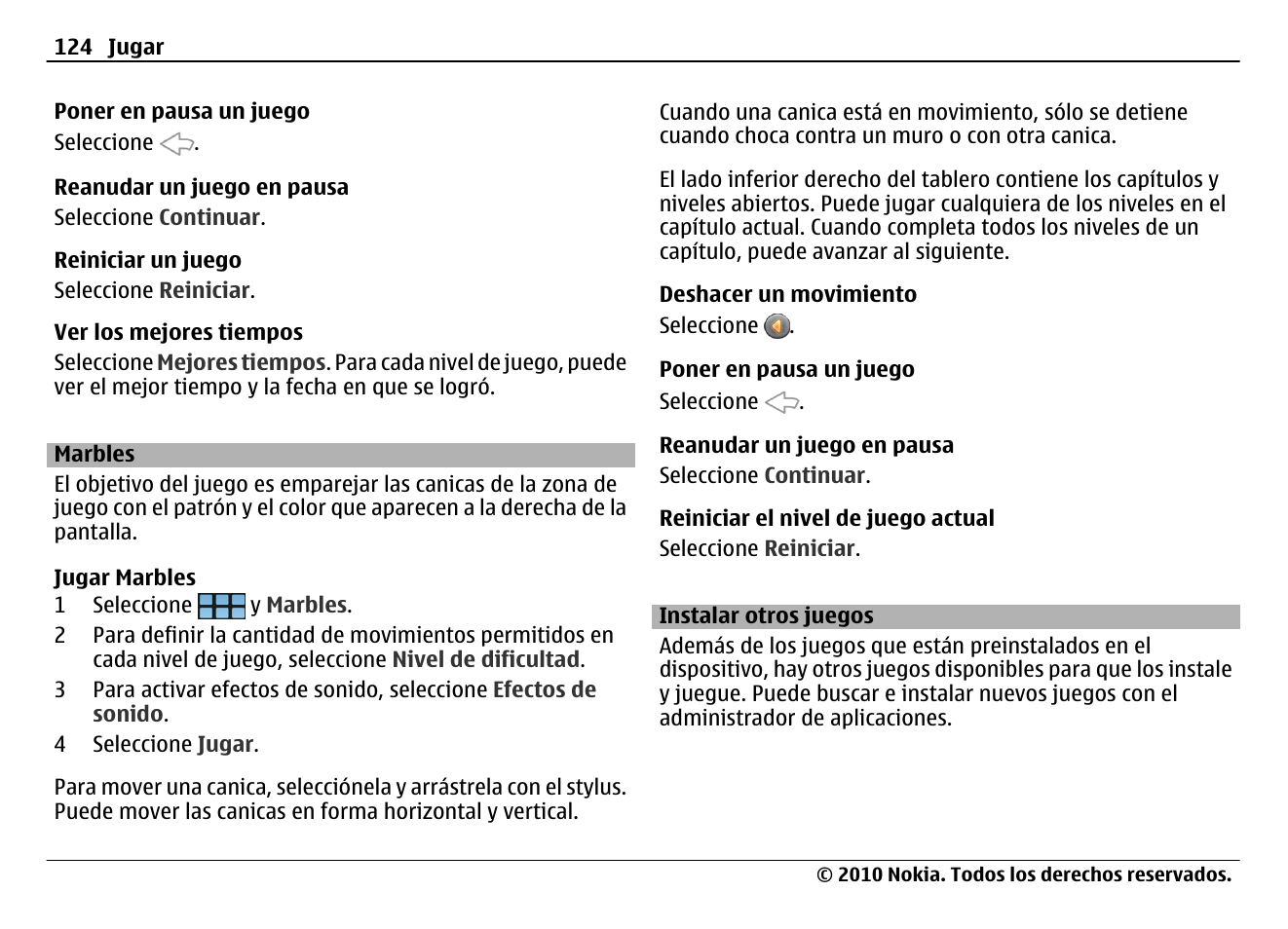 Marbles, Instalar otros juegos, Marbles 124 | Nokia N900 User Manual | Page 260 / 283