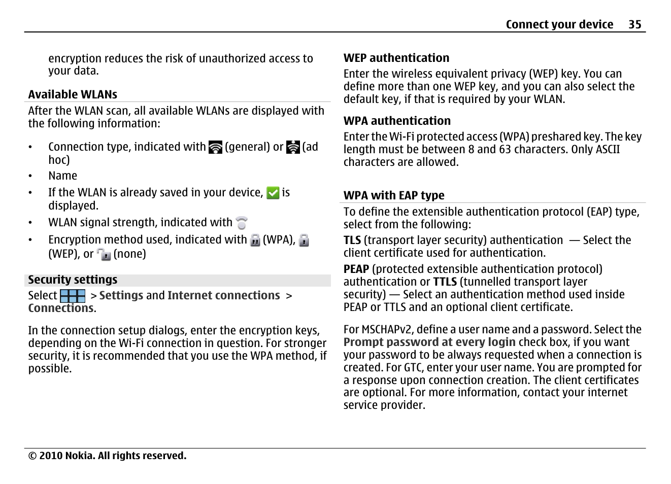 Security settings | Nokia N900 User Manual | Page 35 / 283