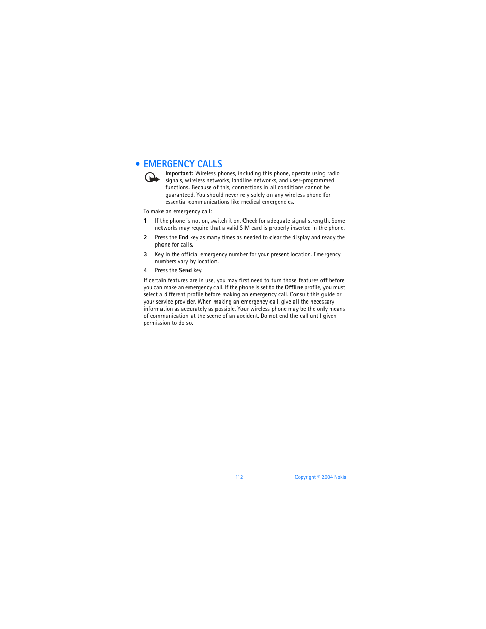Emergency calls | Nokia 6620 User Manual | Page 123 / 153