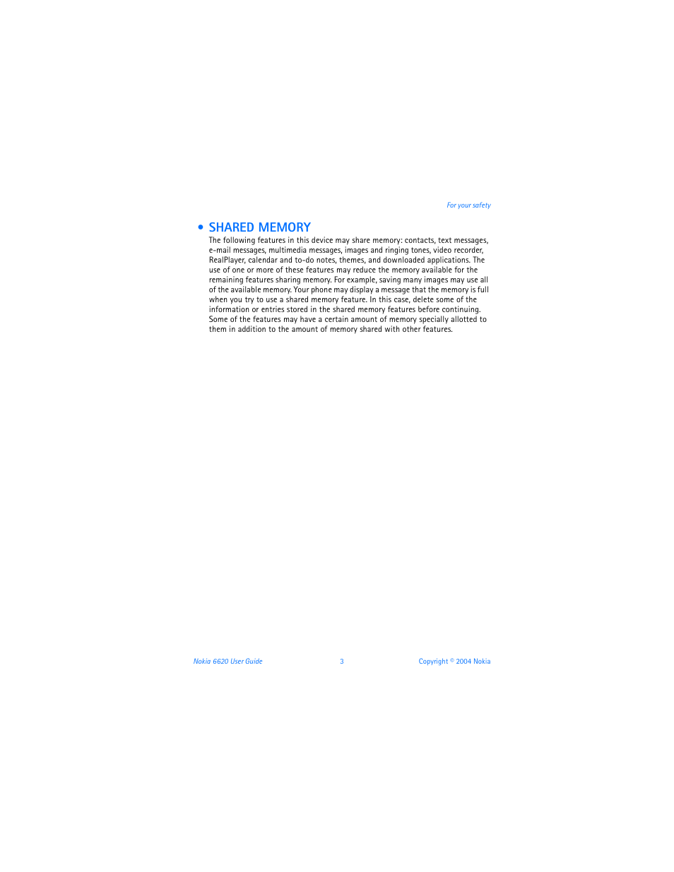 Shared memory | Nokia 6620 User Manual | Page 14 / 153