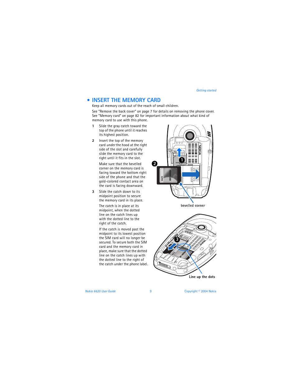 Insert the memory card | Nokia 6620 User Manual | Page 20 / 153