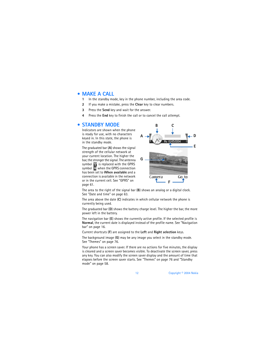 Make a call, Standby mode, Make a call standby mode | Nokia 6620 User Manual | Page 23 / 153