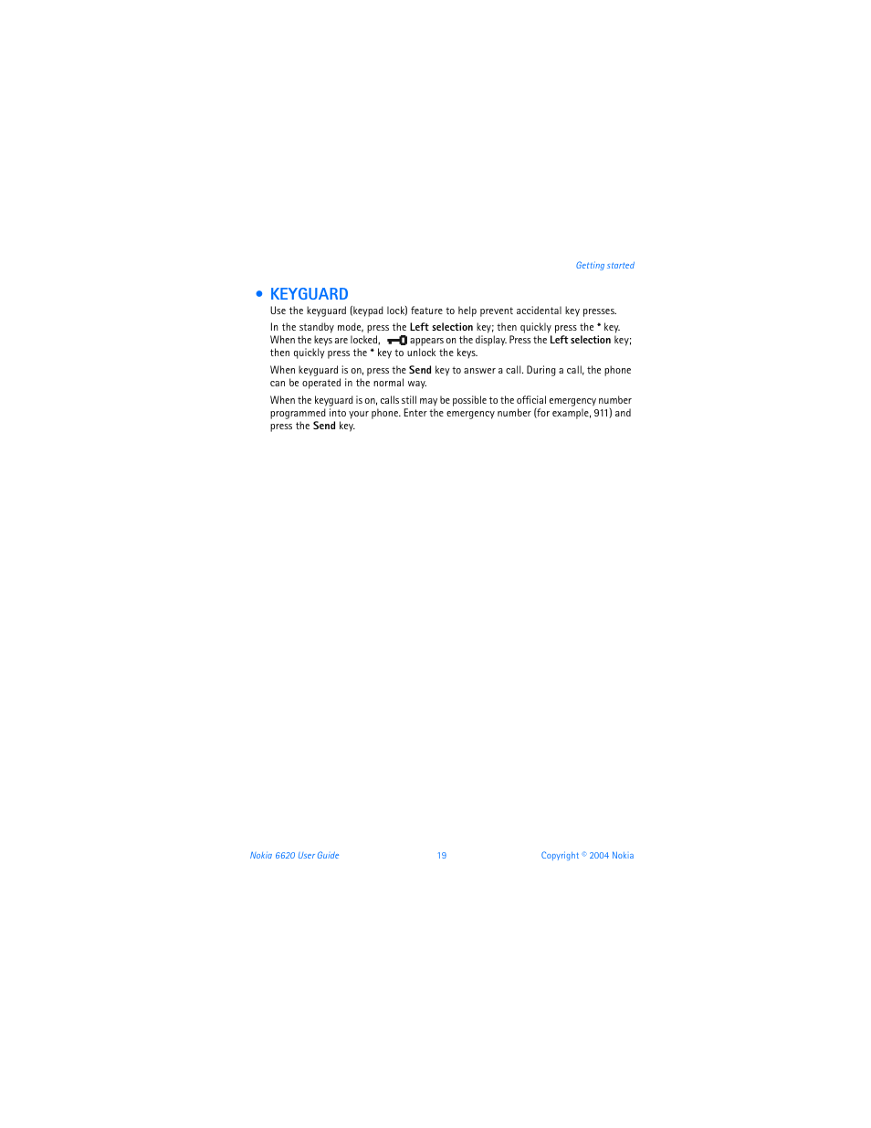 Keyguard | Nokia 6620 User Manual | Page 30 / 153