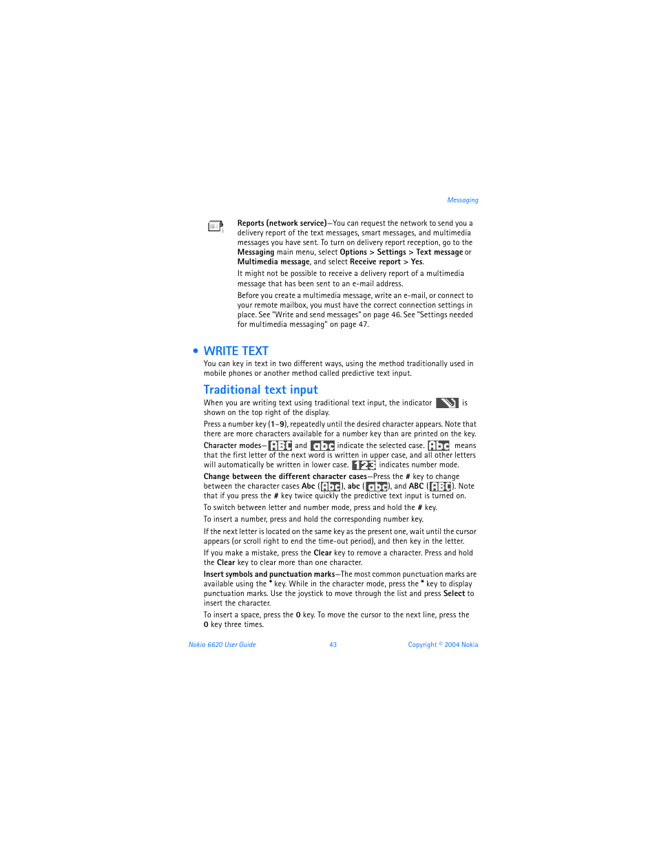 Write text, Traditional text input | Nokia 6620 User Manual | Page 54 / 153