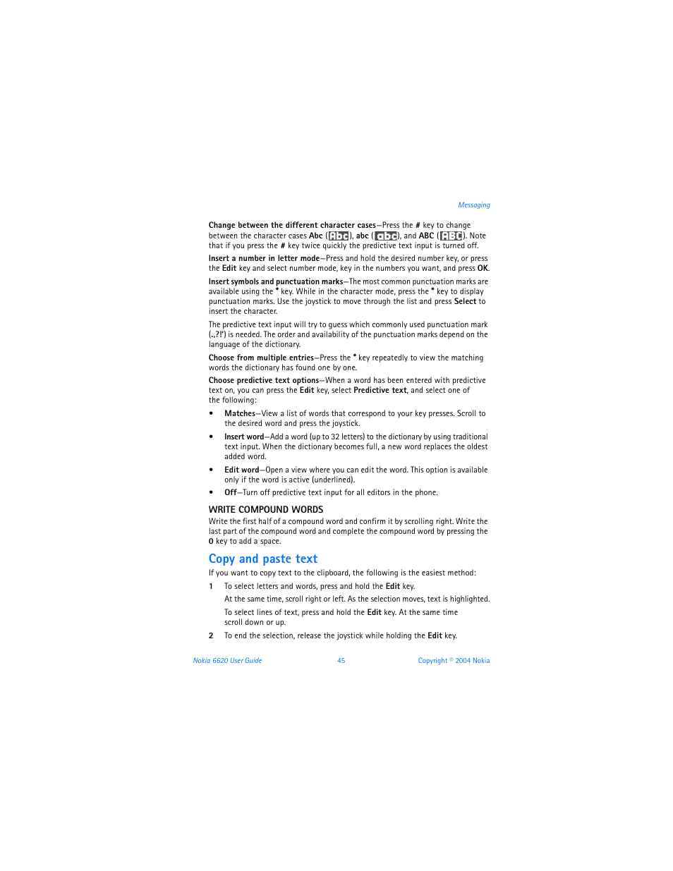 Copy and paste text | Nokia 6620 User Manual | Page 56 / 153