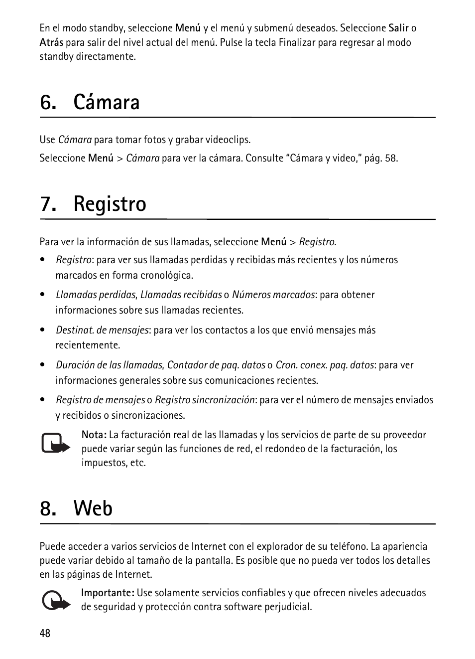 Cámara, Registro | Nokia 1680 Classic User Manual | Page 49 / 75