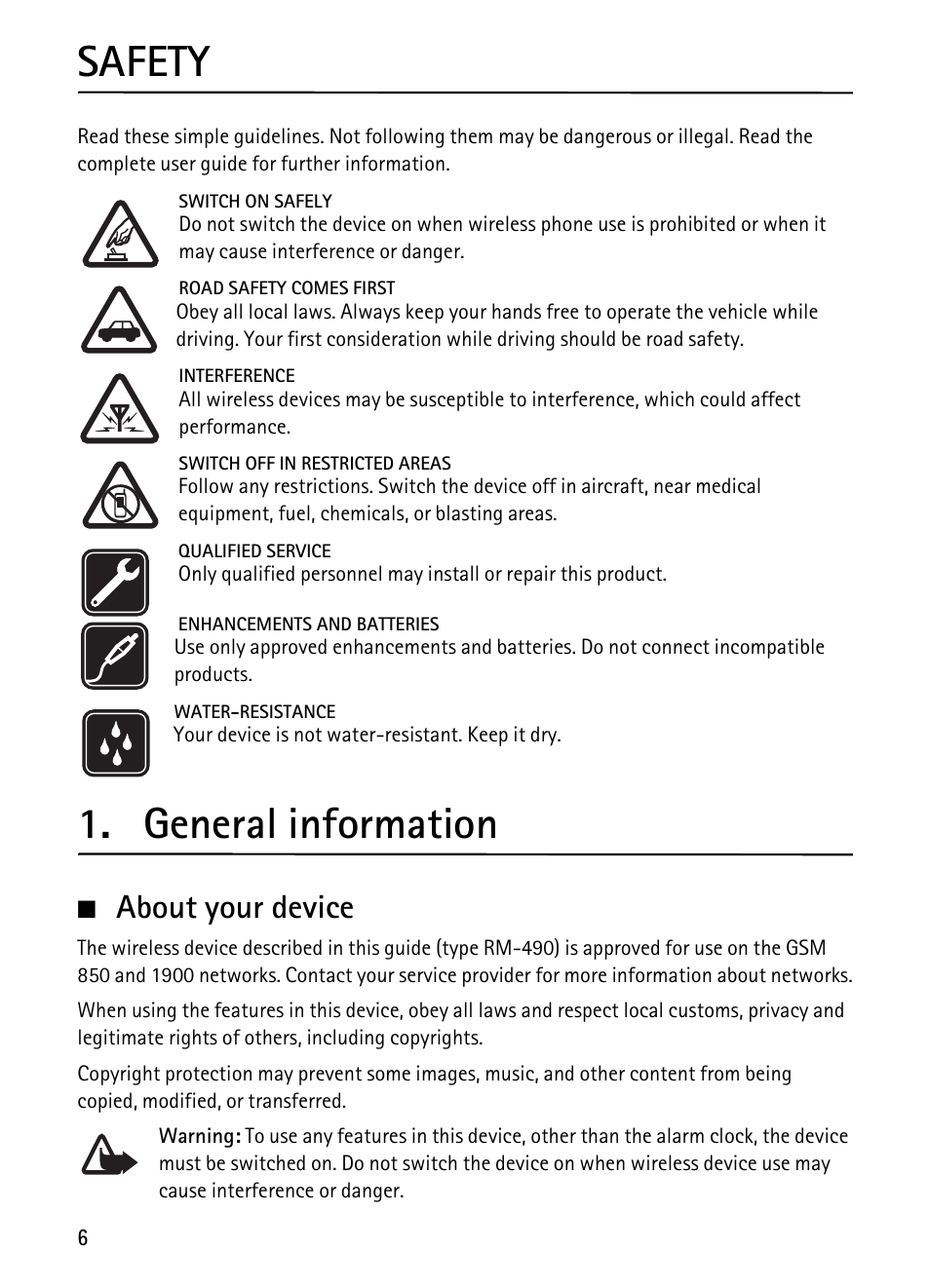 Safety, General information, About your device | Nokia 1680 Classic User Manual | Page 7 / 75