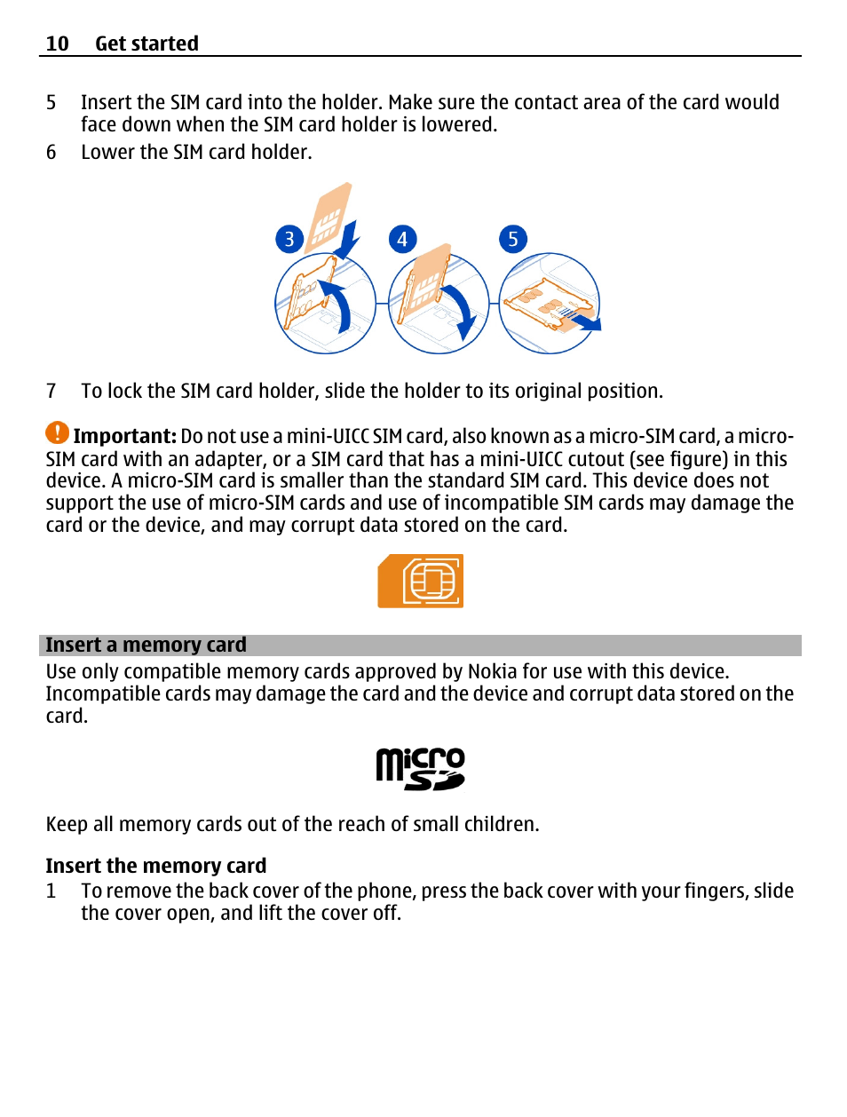Insert a memory card | Nokia 500 User Manual | Page 10 / 124