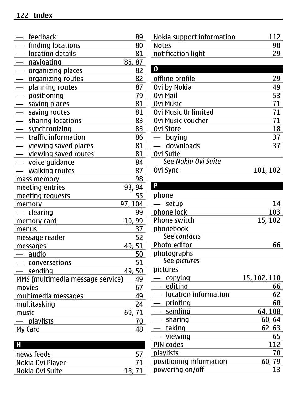 Nokia 500 User Manual | Page 122 / 124