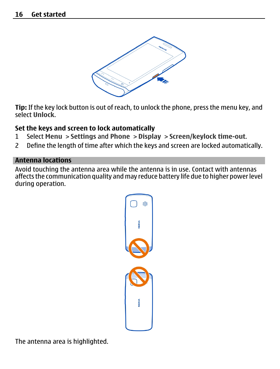 Antenna locations | Nokia 500 User Manual | Page 16 / 124