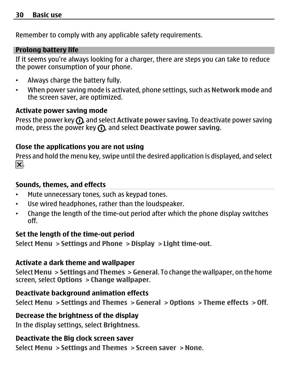 Prolong battery life | Nokia 500 User Manual | Page 30 / 124