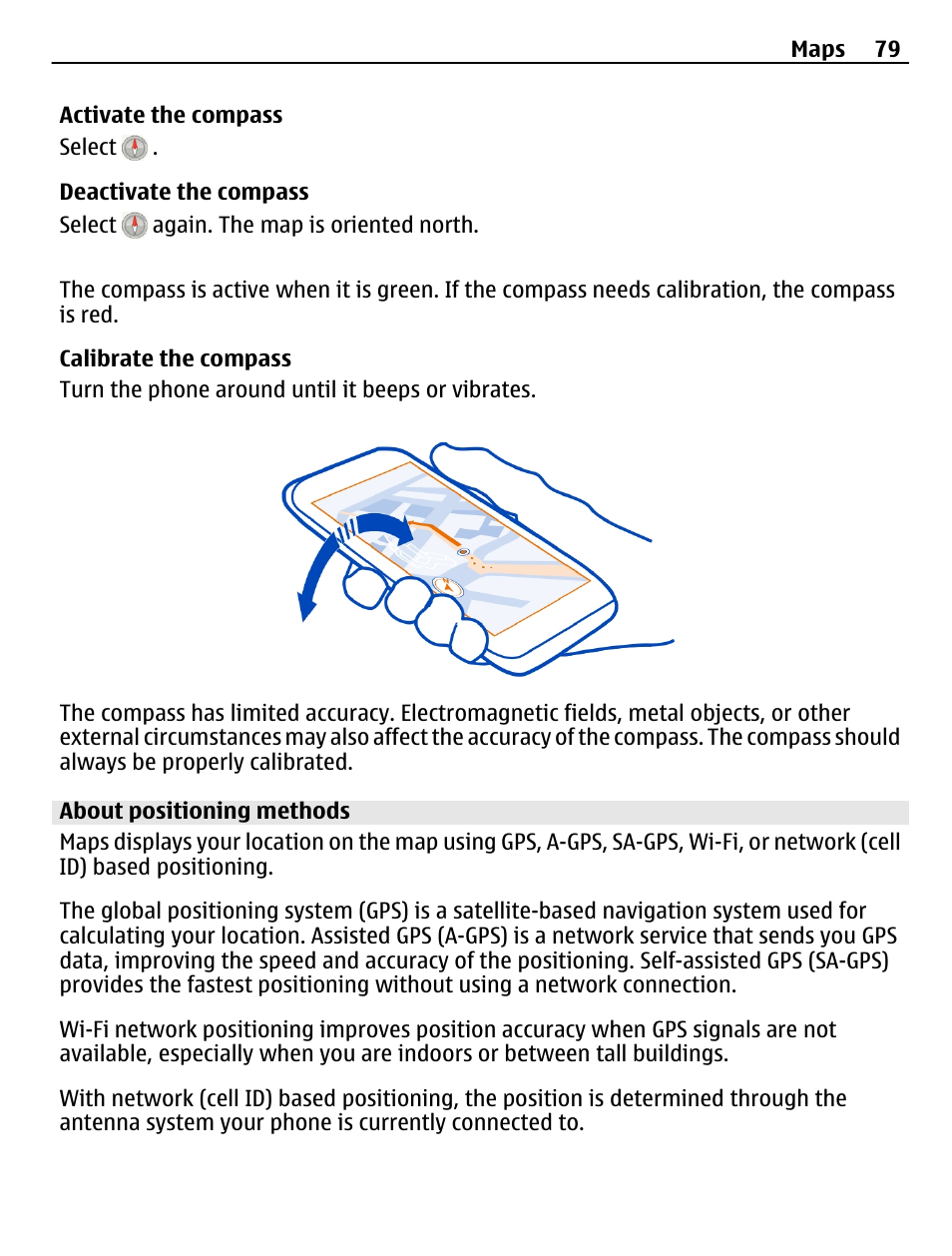 About positioning methods | Nokia 500 User Manual | Page 79 / 124
