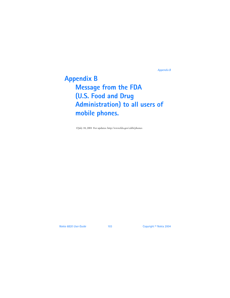 Appendix b | Nokia 6820 User Manual | Page 110 / 121