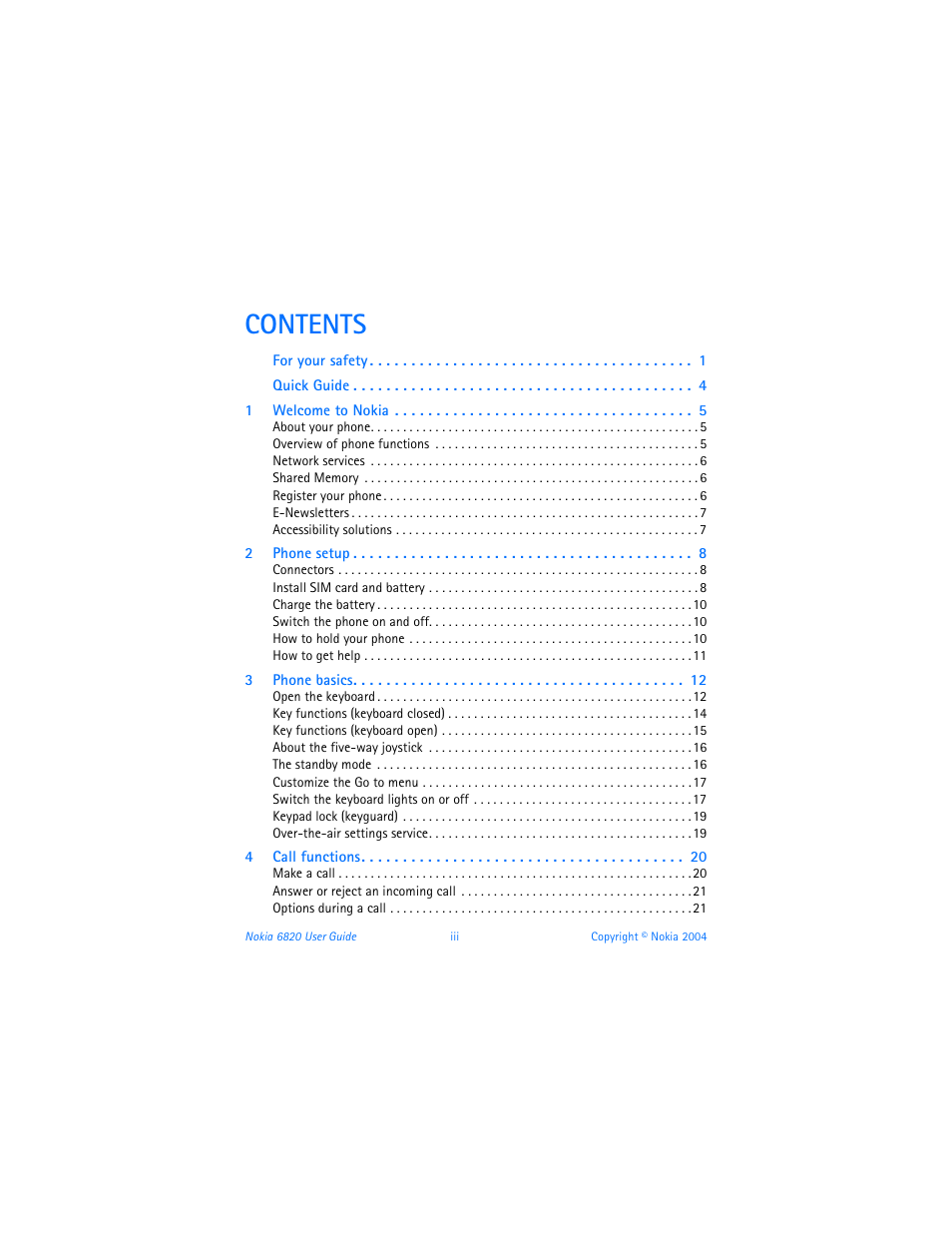 Nokia 6820 User Manual | Page 4 / 121