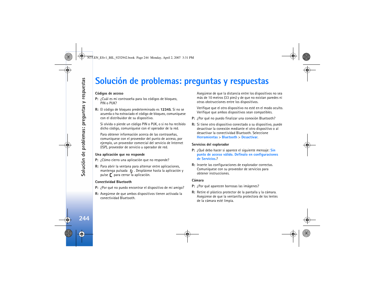 Solución de problemas: preguntas y respuestas | Nokia N75 User Manual | Page 277 / 297