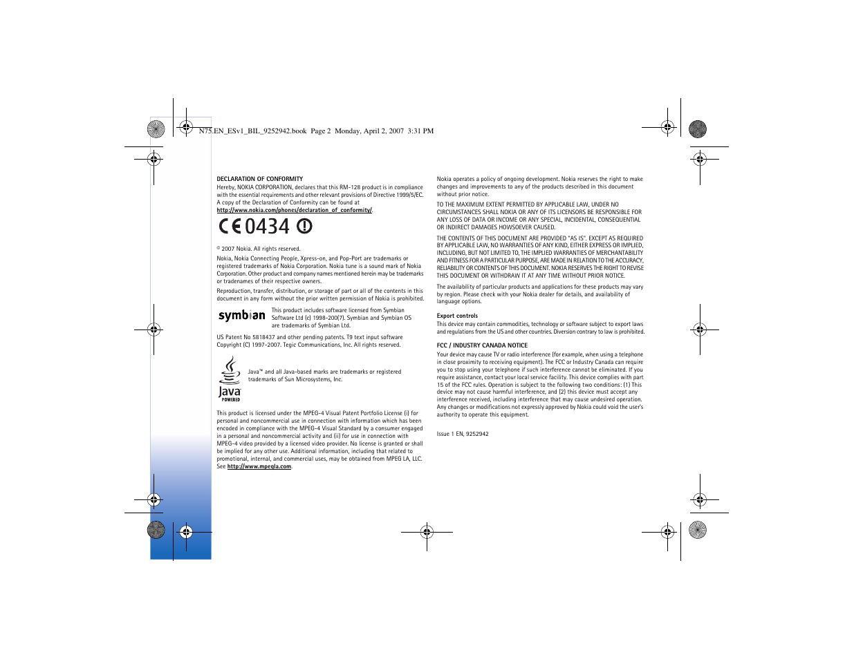 Nokia N75 User Manual | Page 3 / 297
