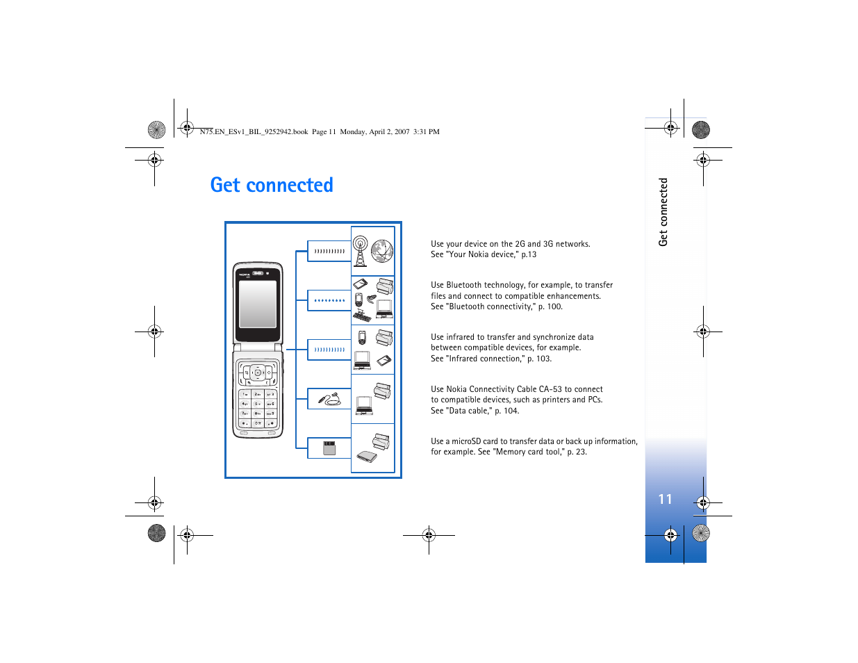 Get connected | Nokia N75 User Manual | Page 44 / 297