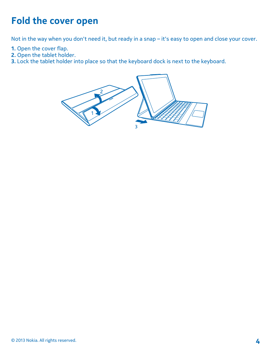 Fold the cover open | Nokia SU-42 User Manual | Page 4 / 8