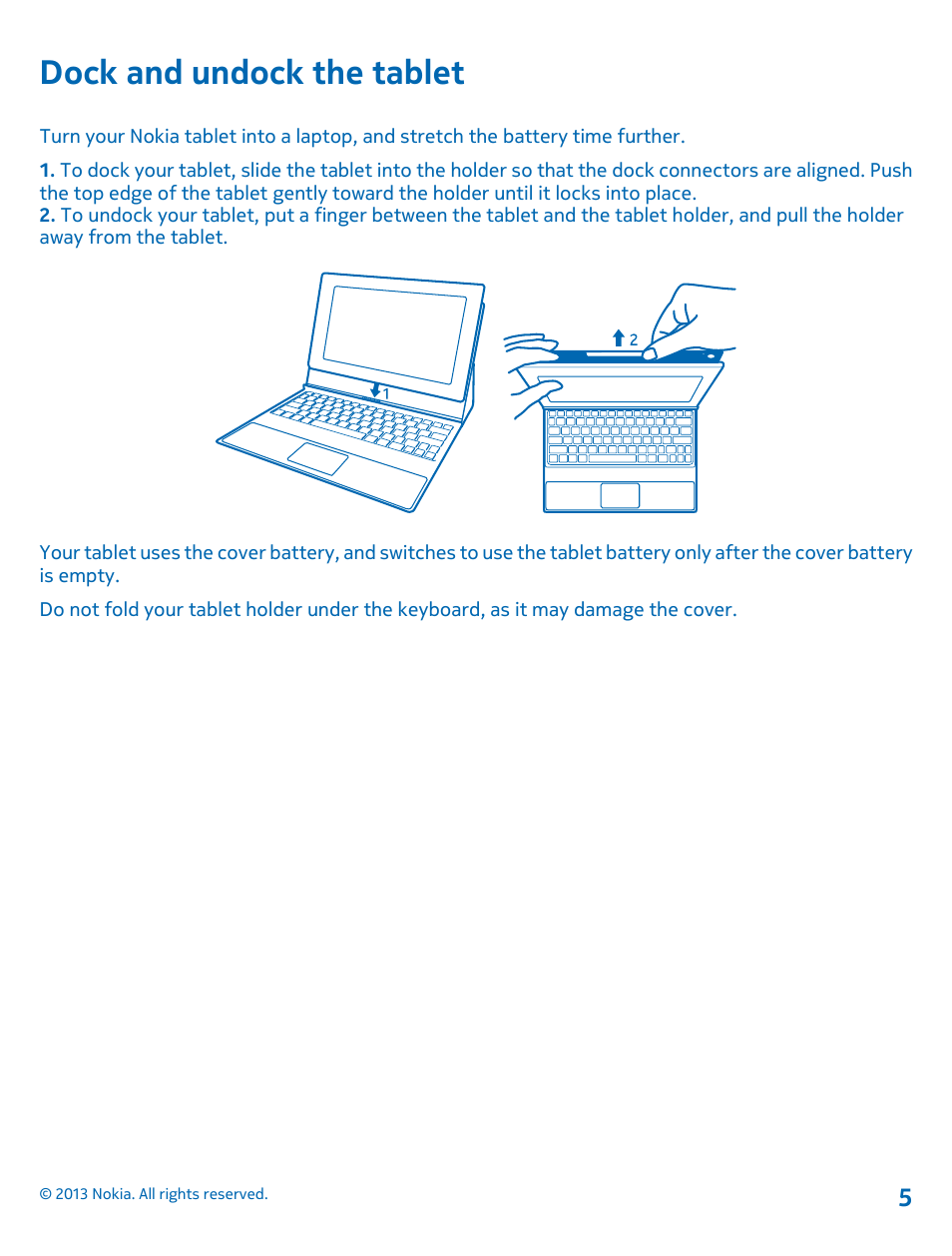 Dock and undock the tablet | Nokia SU-42 User Manual | Page 5 / 8