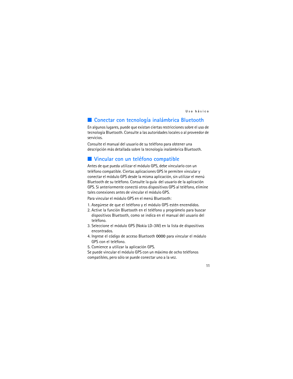 Conectar con tecnología inalámbrica bluetooth, Vincular con un teléfono compatible | Nokia Wireless GPS Module LD-3W User Manual | Page 27 / 68