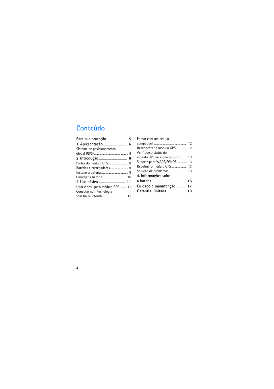 Conteúdo | Nokia Wireless GPS Module LD-3W User Manual | Page 36 / 68