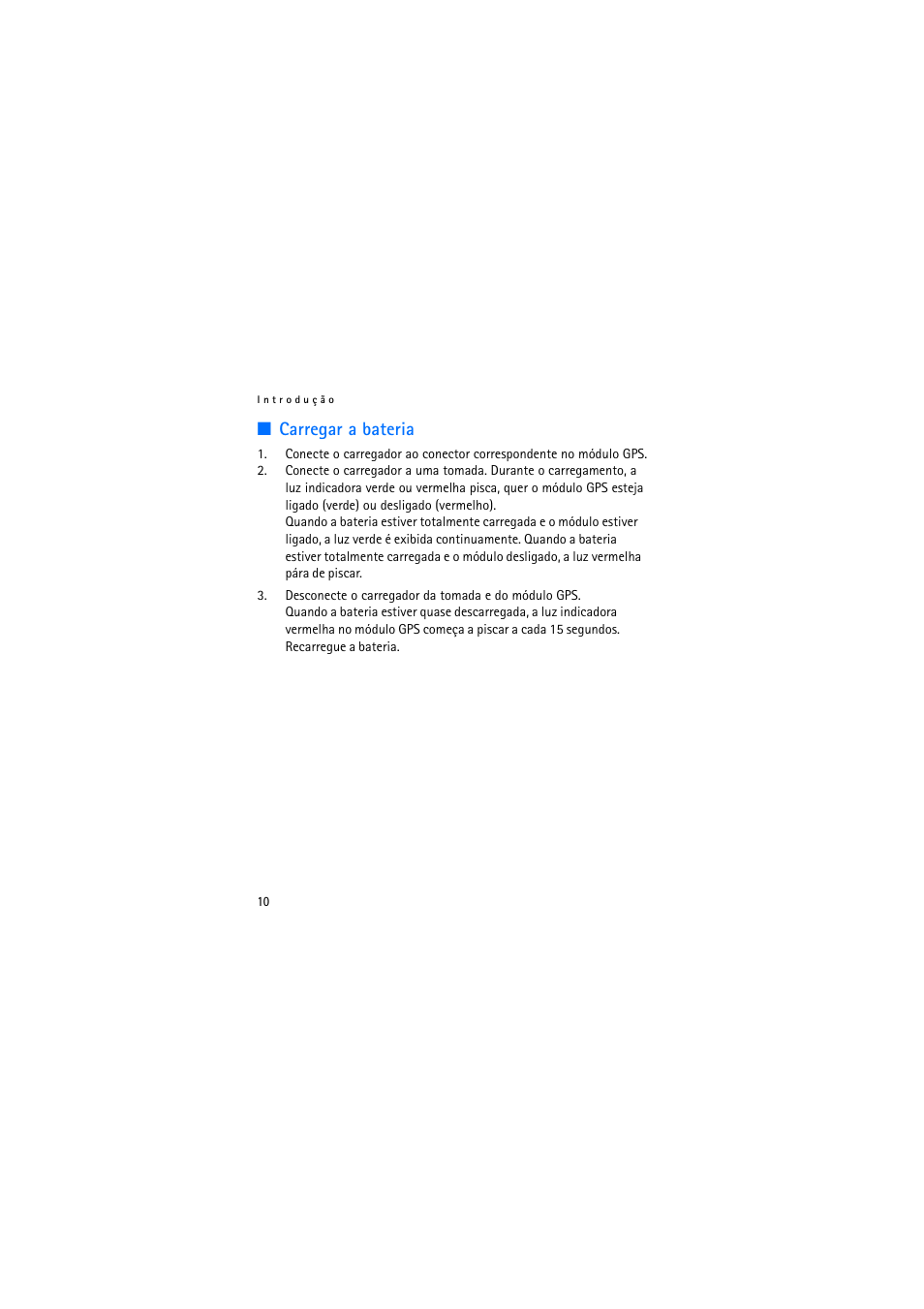 Carregar a bateria | Nokia Wireless GPS Module LD-3W User Manual | Page 42 / 68