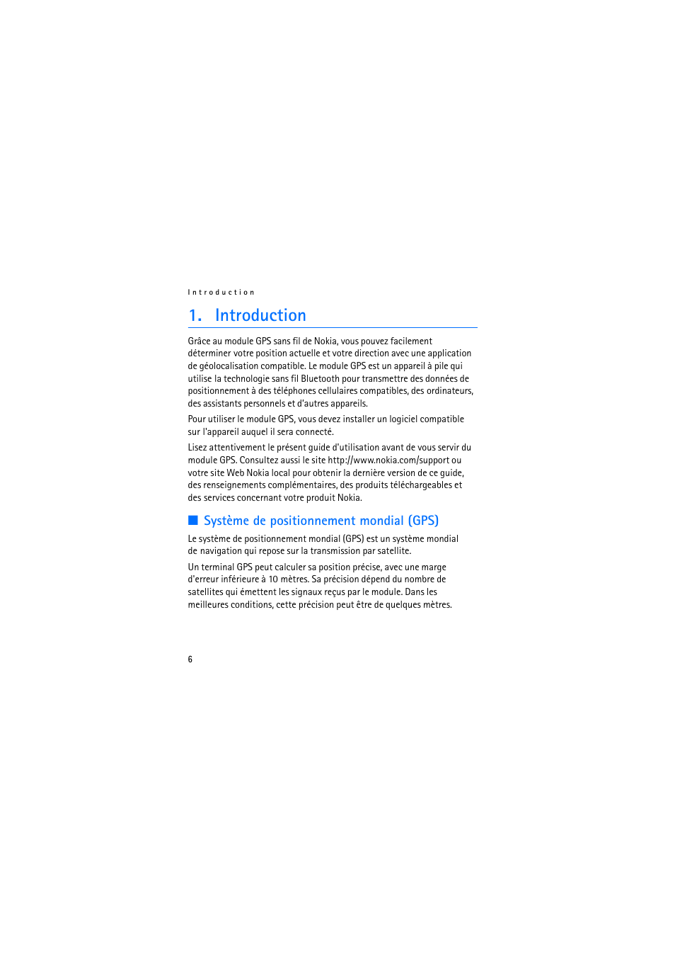 Introduction, Système de positionnement mondial (gps) | Nokia Wireless GPS Module LD-3W User Manual | Page 56 / 68