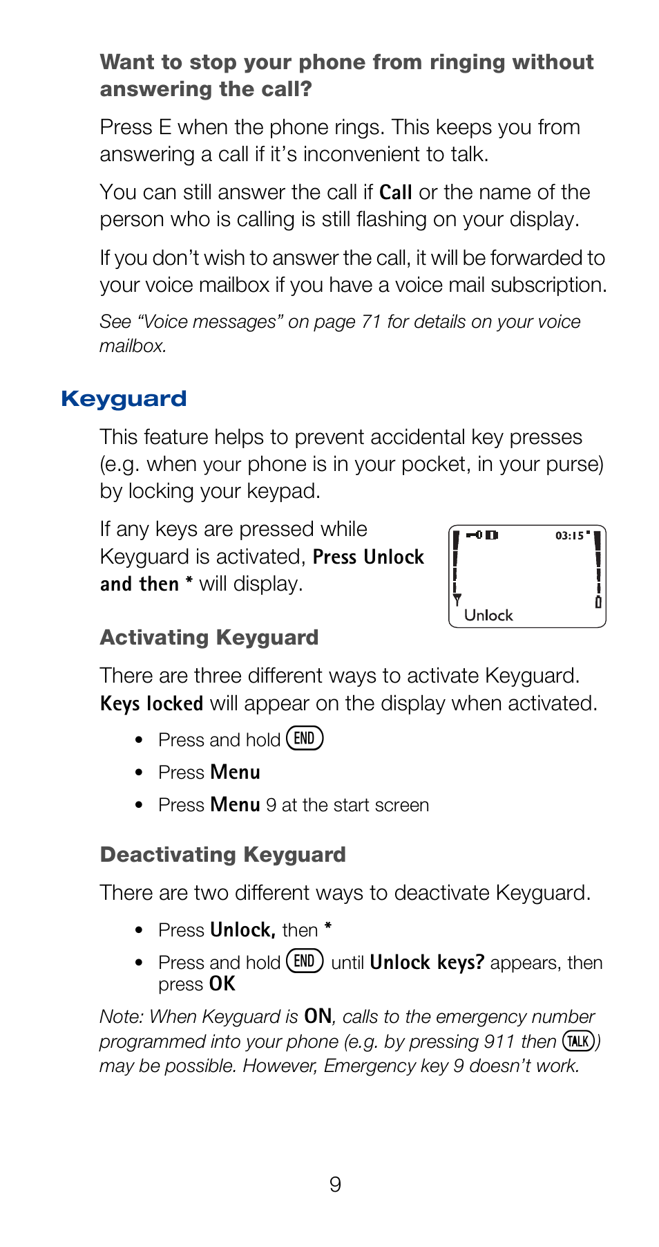 Keyguard | Nokia 6120i User Manual | Page 16 / 101