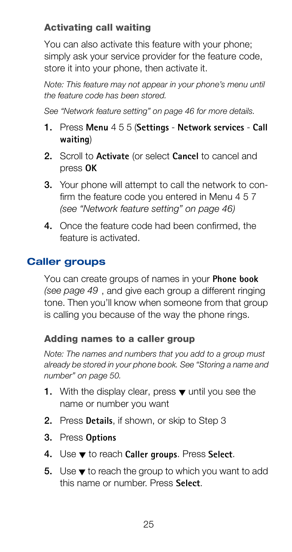 Caller groups | Nokia 6120i User Manual | Page 32 / 101