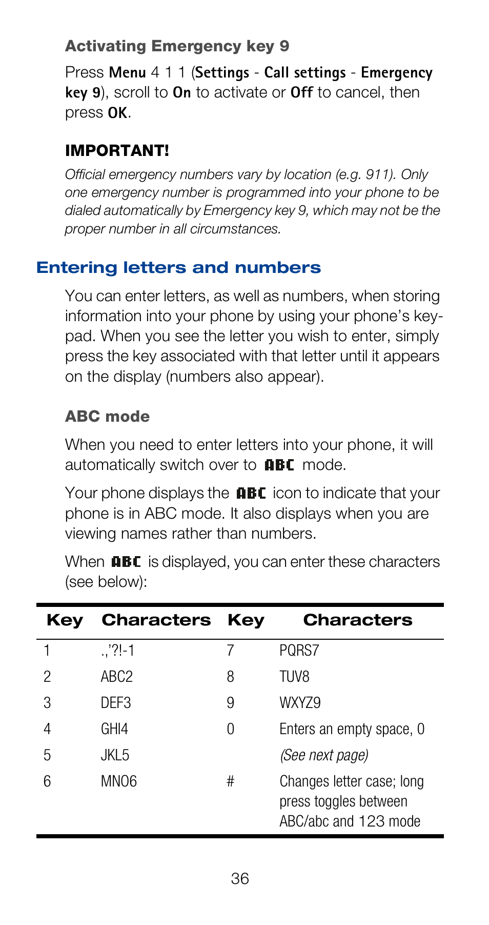 Entering letters and numbers, Abc mode, Entering letters and | Nokia 6120i User Manual | Page 43 / 101
