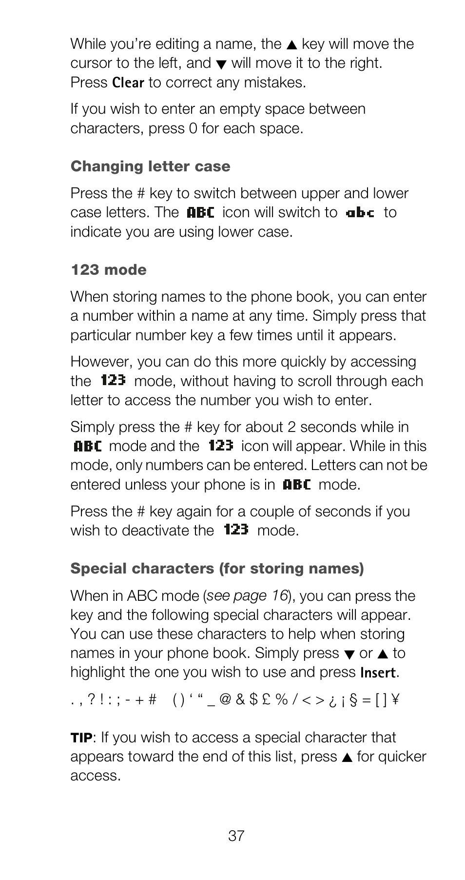Changing letter case, 123 mode, Changing letter case 123 mode | Nokia 6120i User Manual | Page 44 / 101