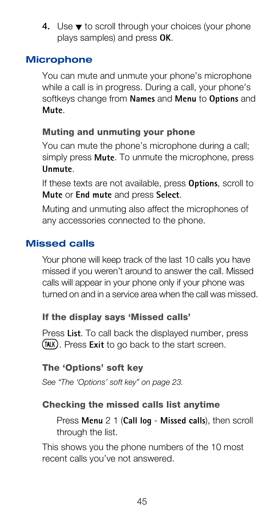 Microphone, Missed calls, Microphone missed calls | Nokia 6120i User Manual | Page 52 / 101