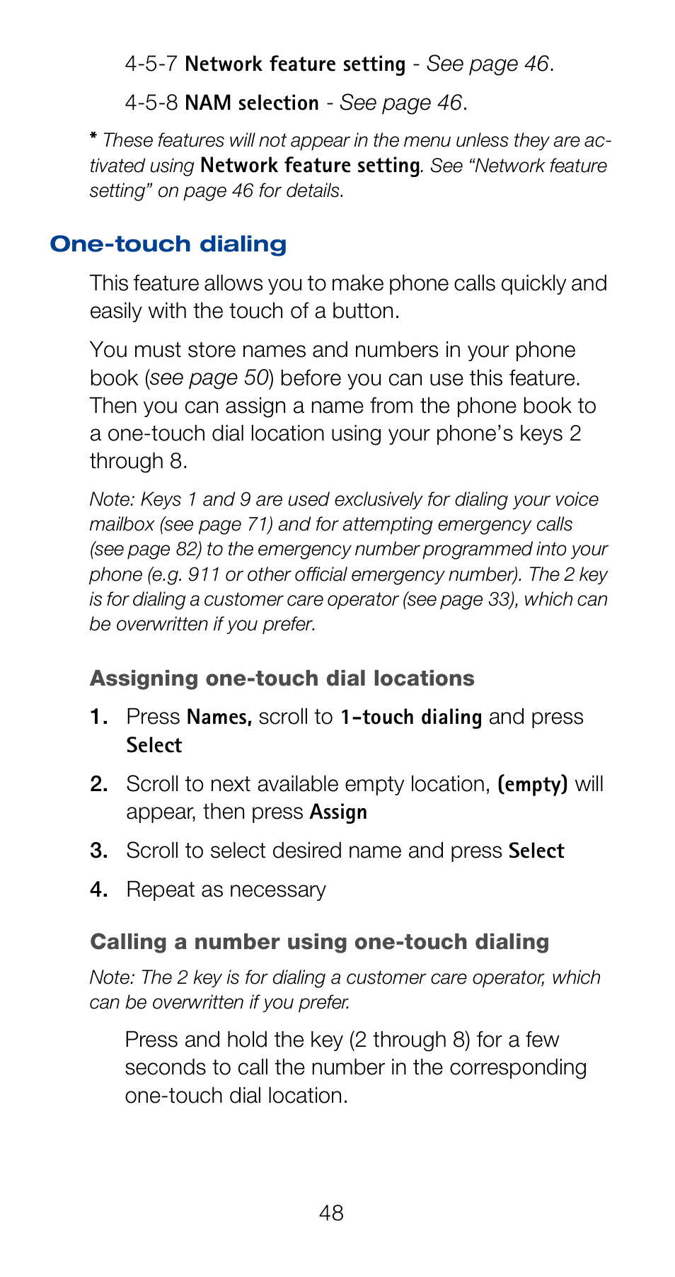 One-touch dialing | Nokia 6120i User Manual | Page 55 / 101