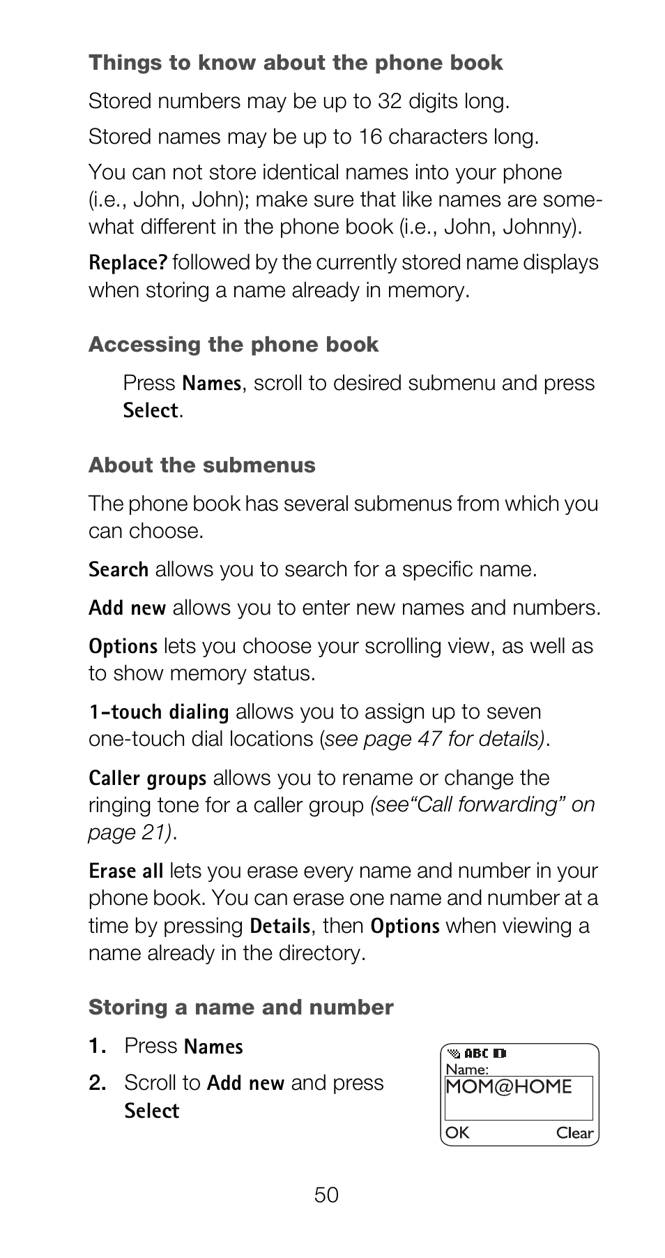 Storing a name and number | Nokia 6120i User Manual | Page 57 / 101