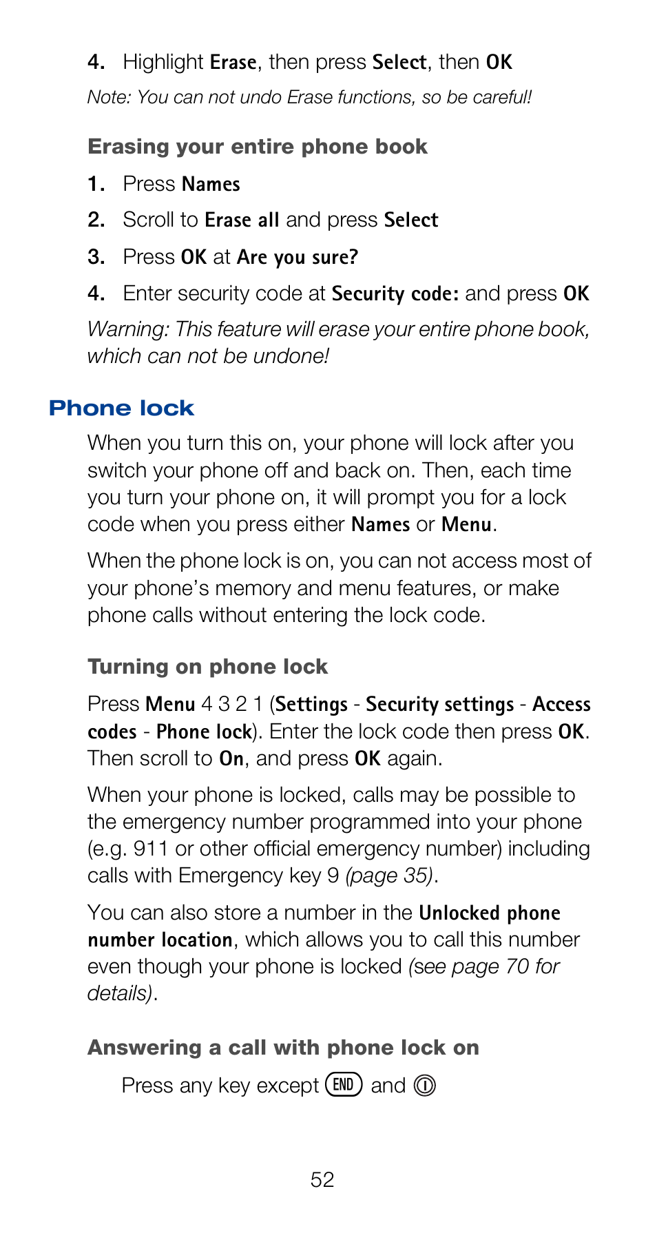 Phone lock | Nokia 6120i User Manual | Page 59 / 101