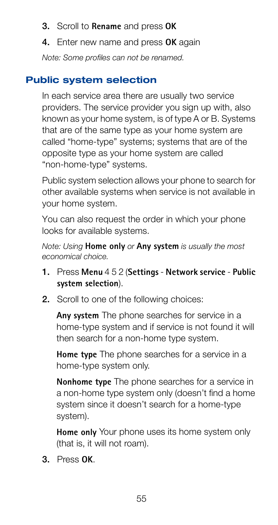 Public system selection | Nokia 6120i User Manual | Page 62 / 101