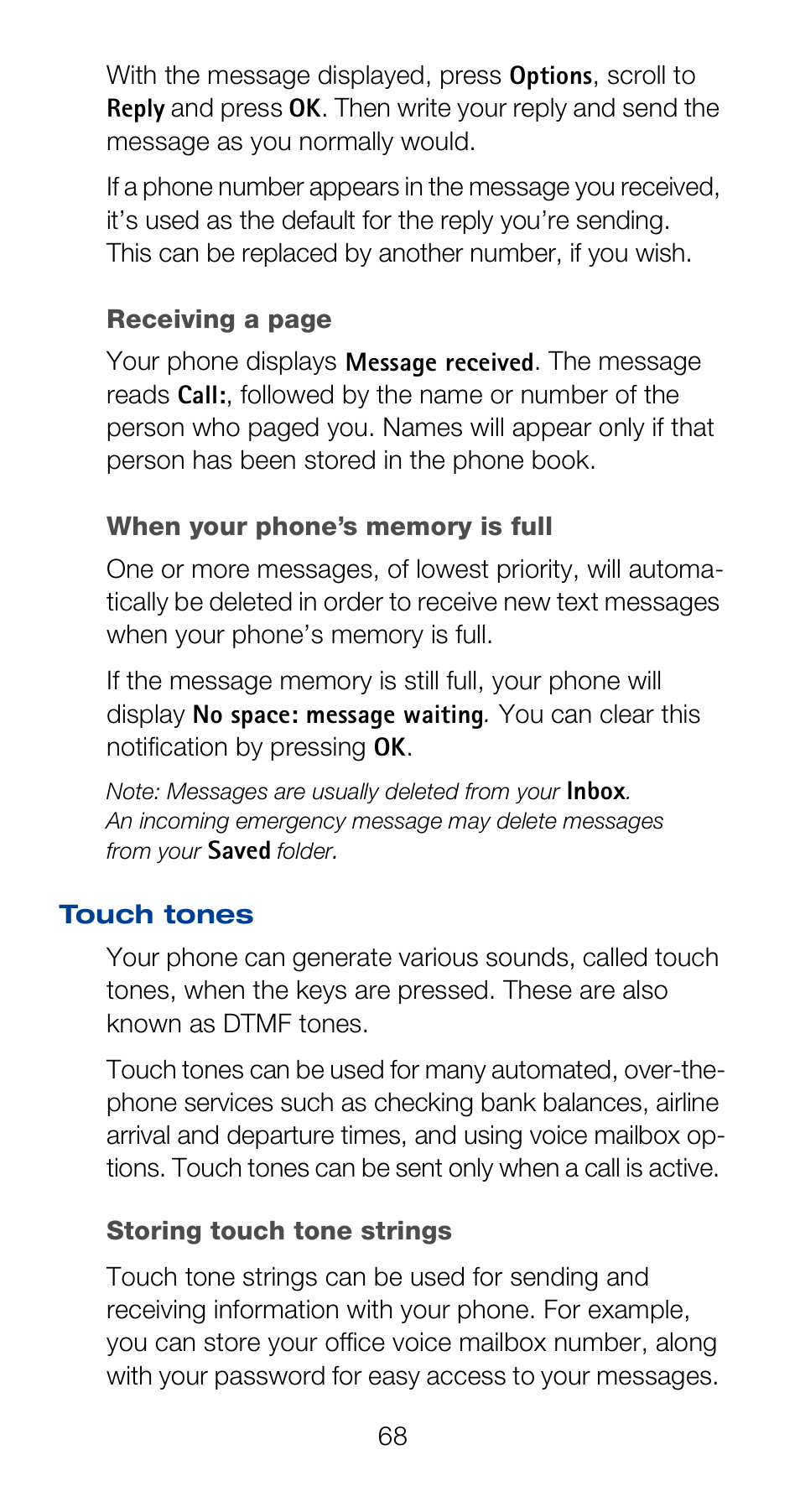 Touch tones | Nokia 6120i User Manual | Page 75 / 101