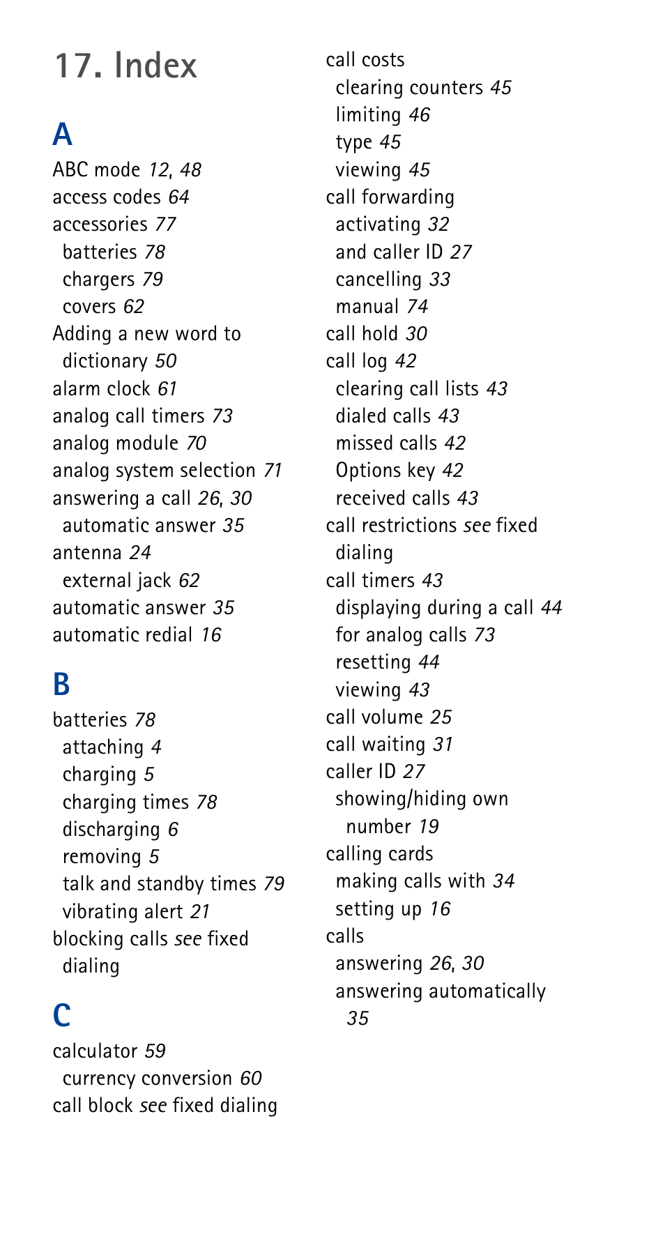 Index | Nokia 5190 User Manual | Page 100 / 105