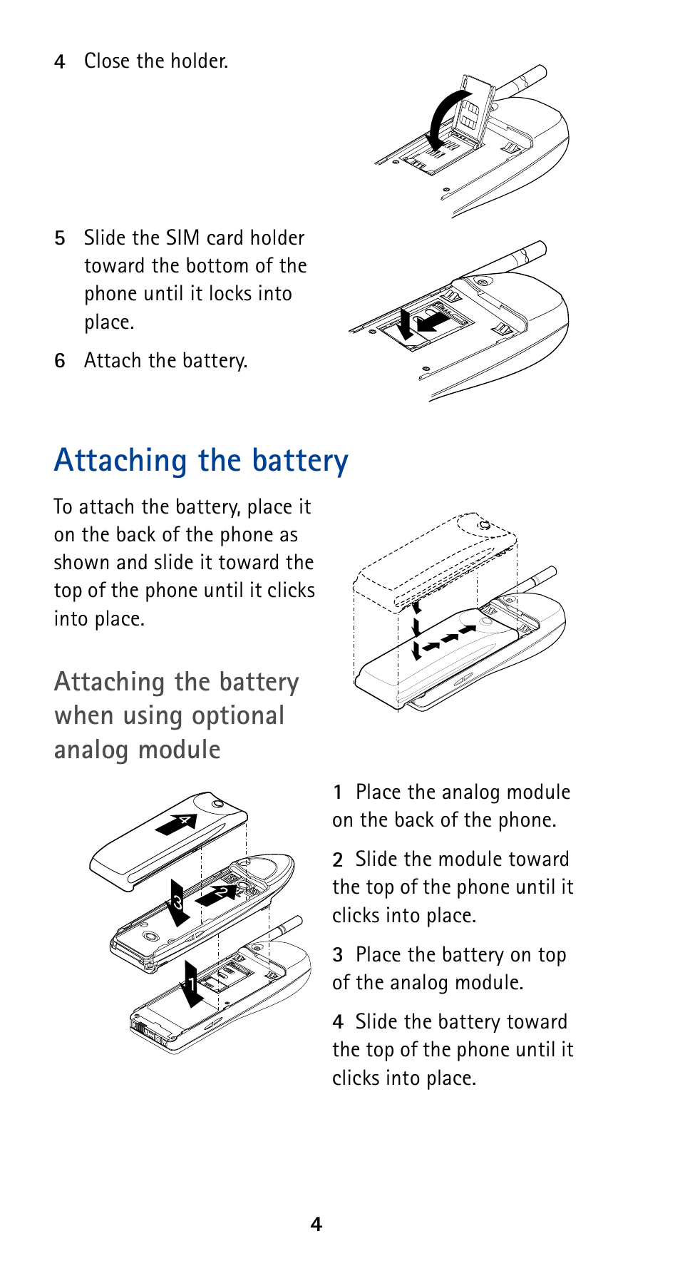 Attaching the battery | Nokia 5190 User Manual | Page 11 / 105