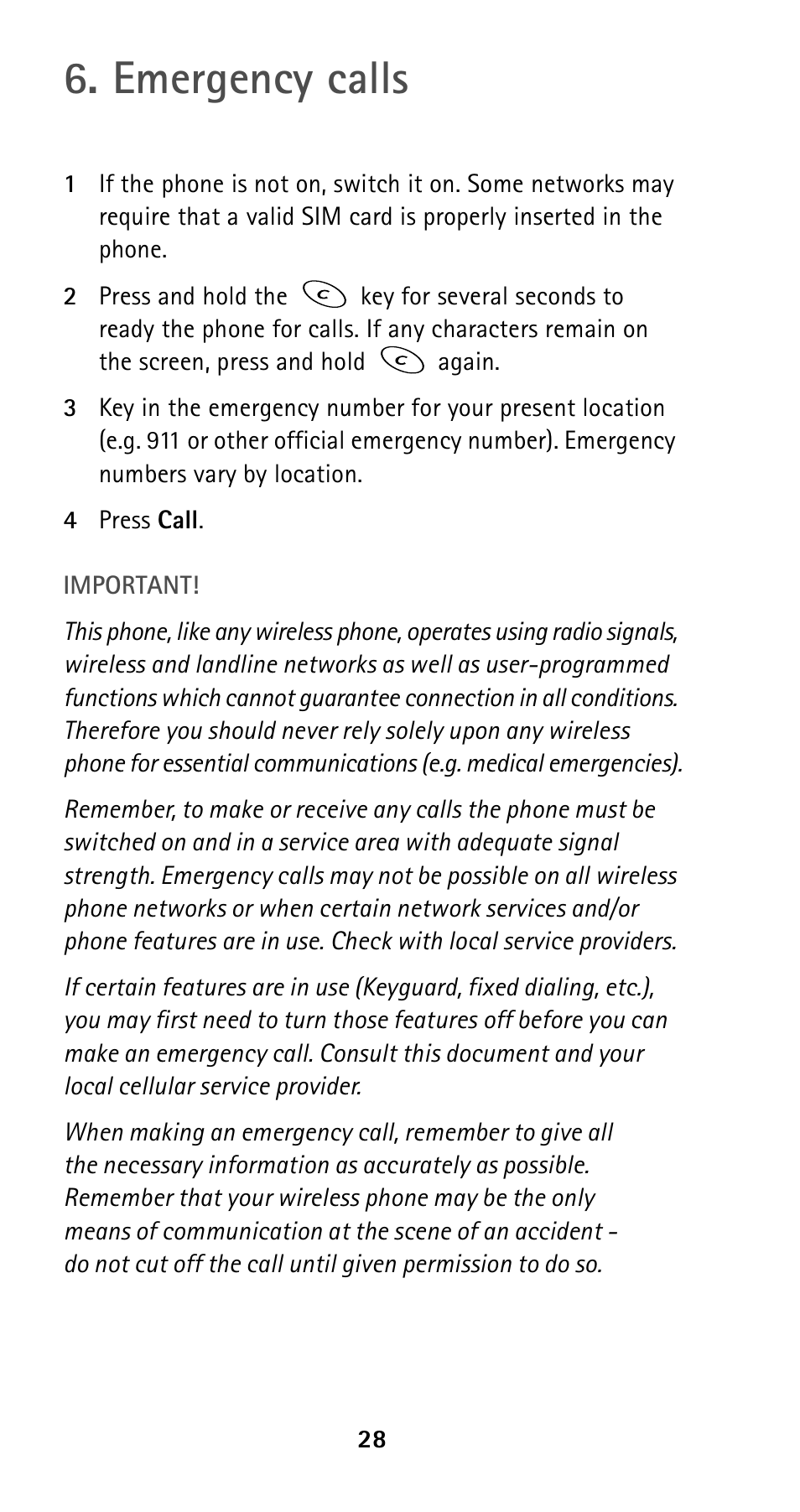 Emergency calls | Nokia 5190 User Manual | Page 35 / 105