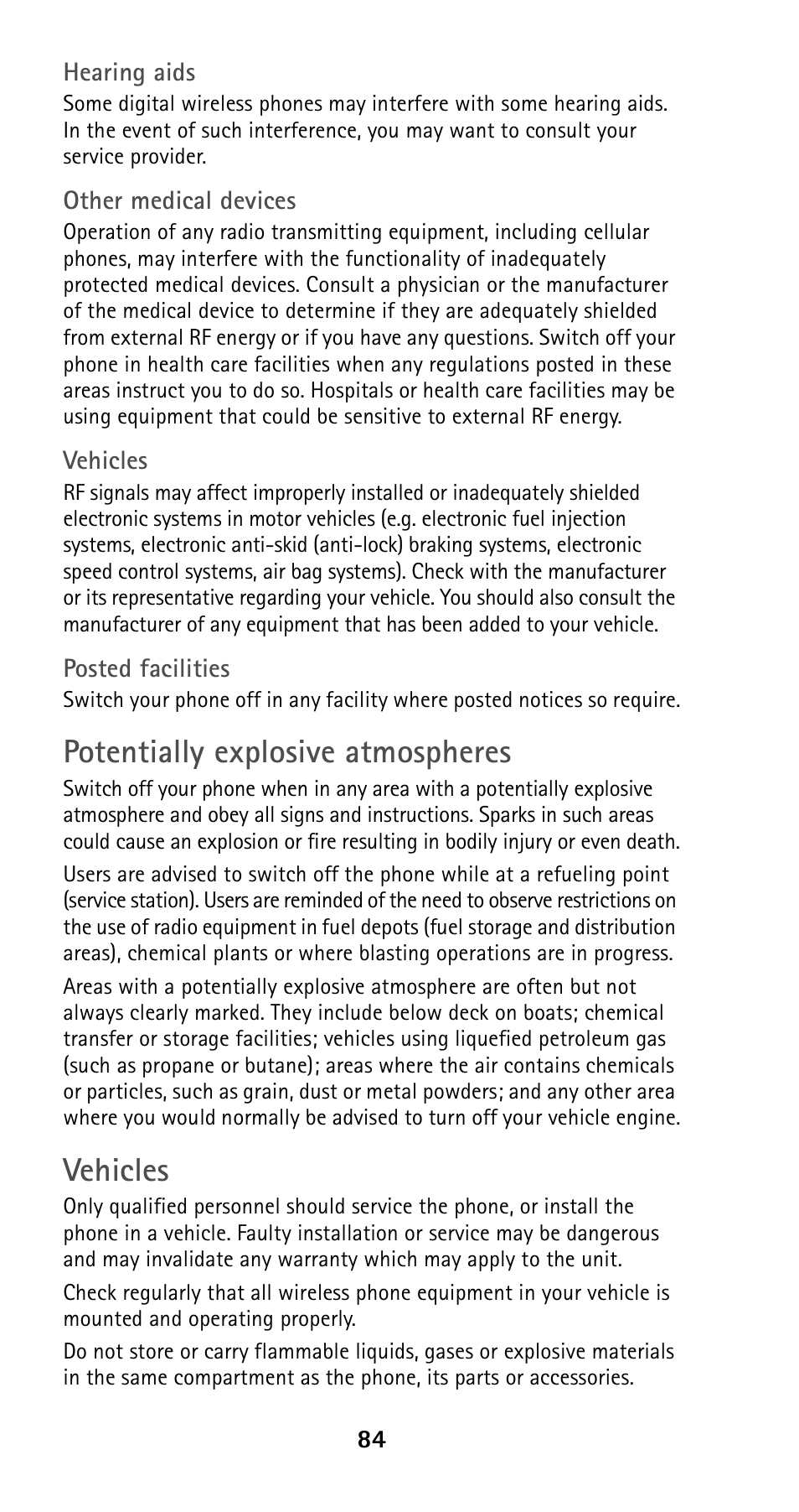 Potentially explosive atmospheres, Vehicles | Nokia 5190 User Manual | Page 91 / 105