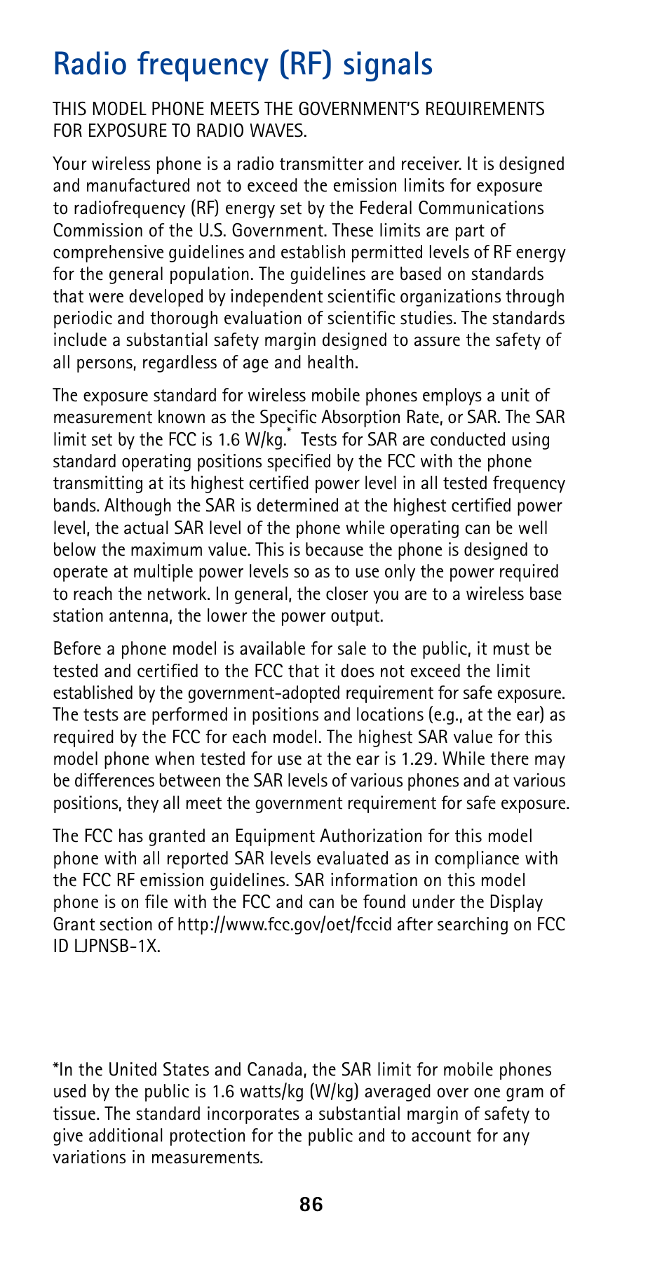 Radio frequency (rf) signals | Nokia 5190 User Manual | Page 93 / 105