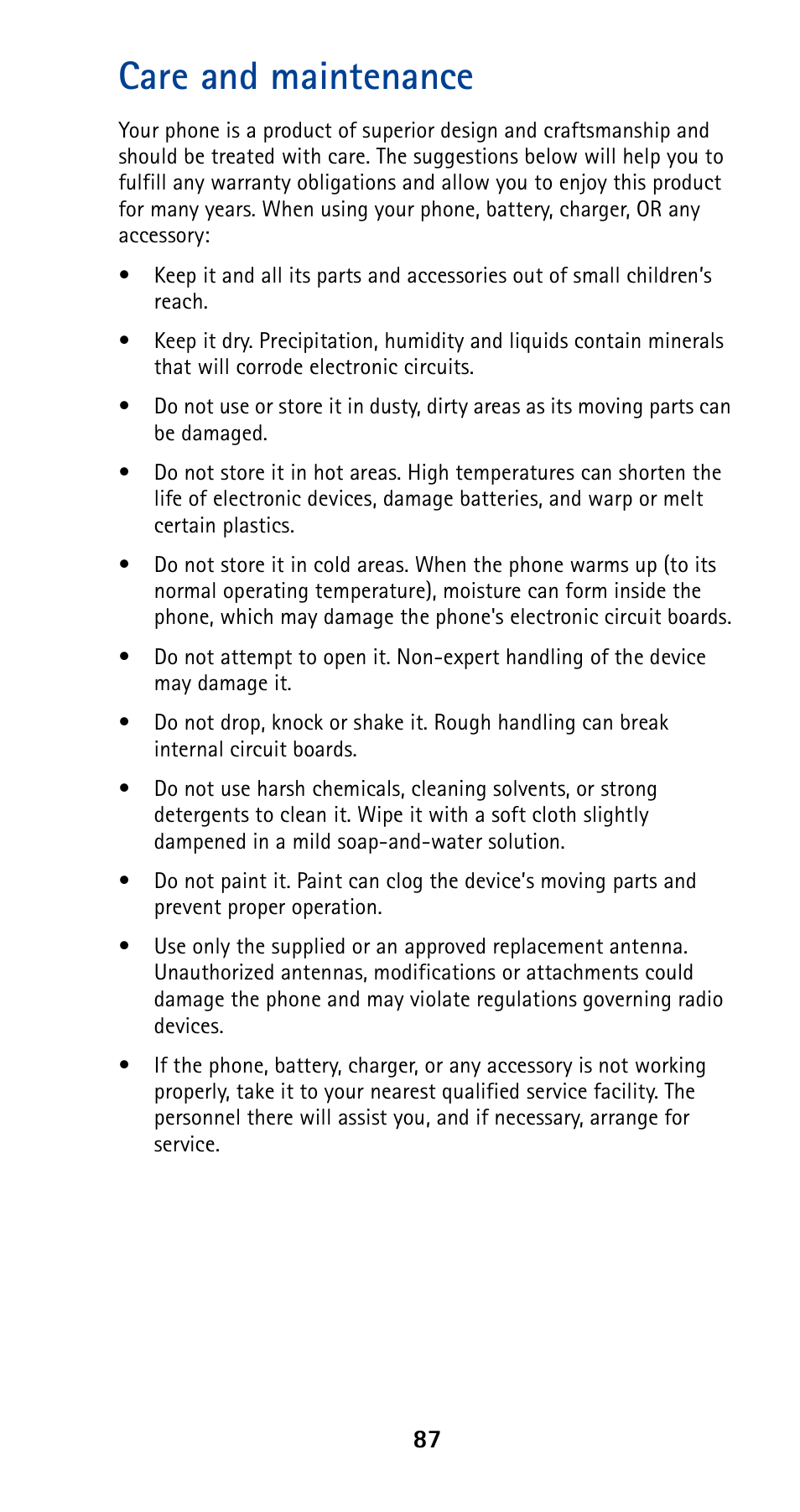 Care and maintenance | Nokia 5190 User Manual | Page 94 / 105