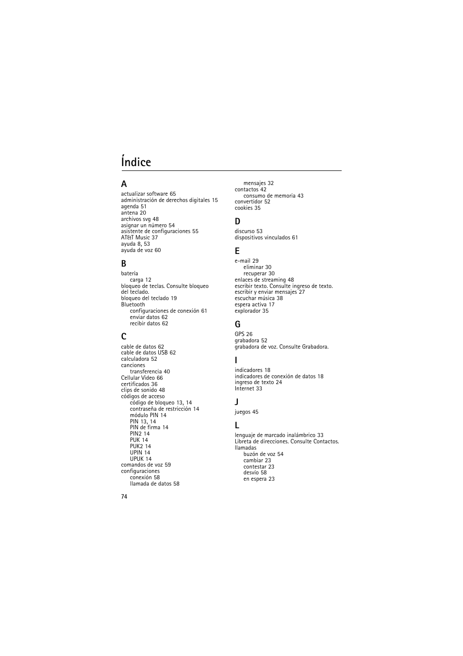 Índice | Nokia 6790 User Manual | Page 136 / 137