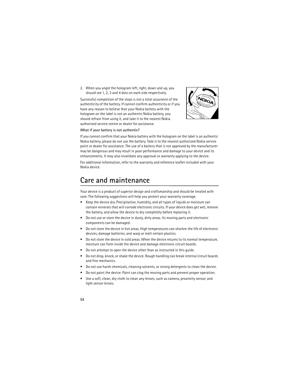 Care and maintenance | Nokia 6790 User Manual | Page 55 / 137