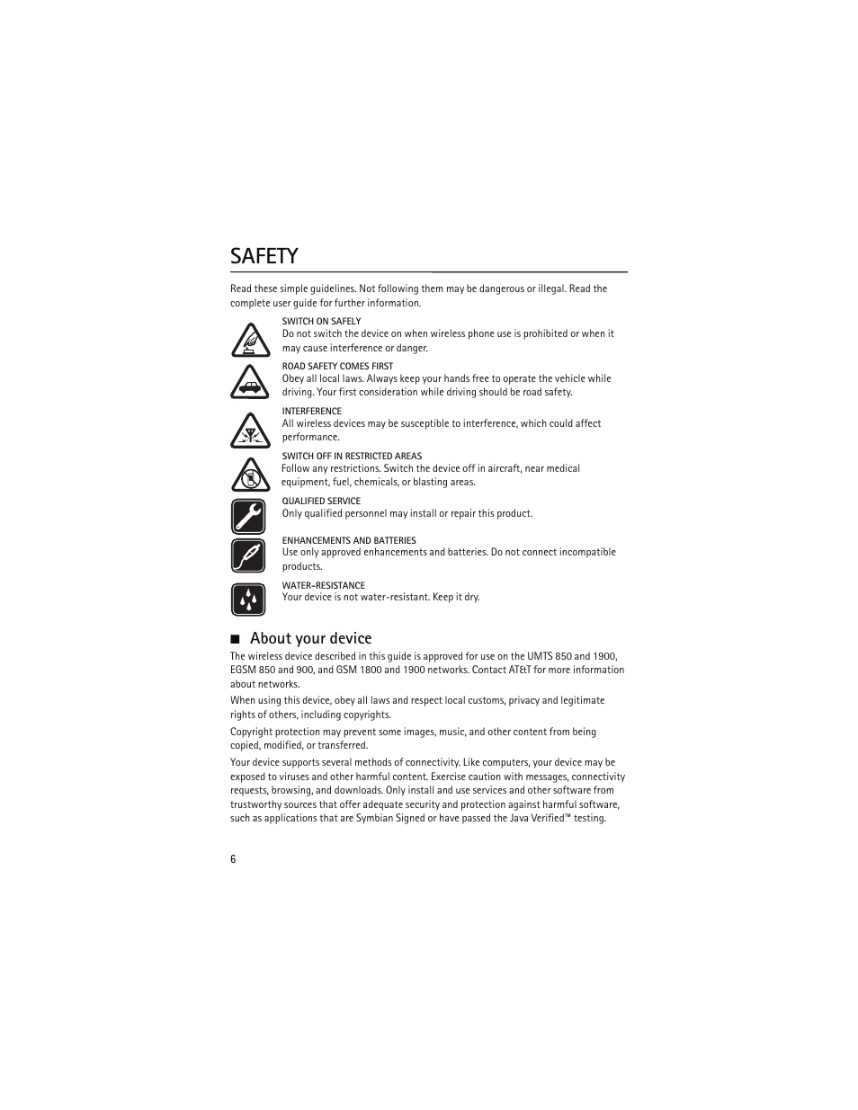 Safety, About your device | Nokia 6790 User Manual | Page 7 / 137