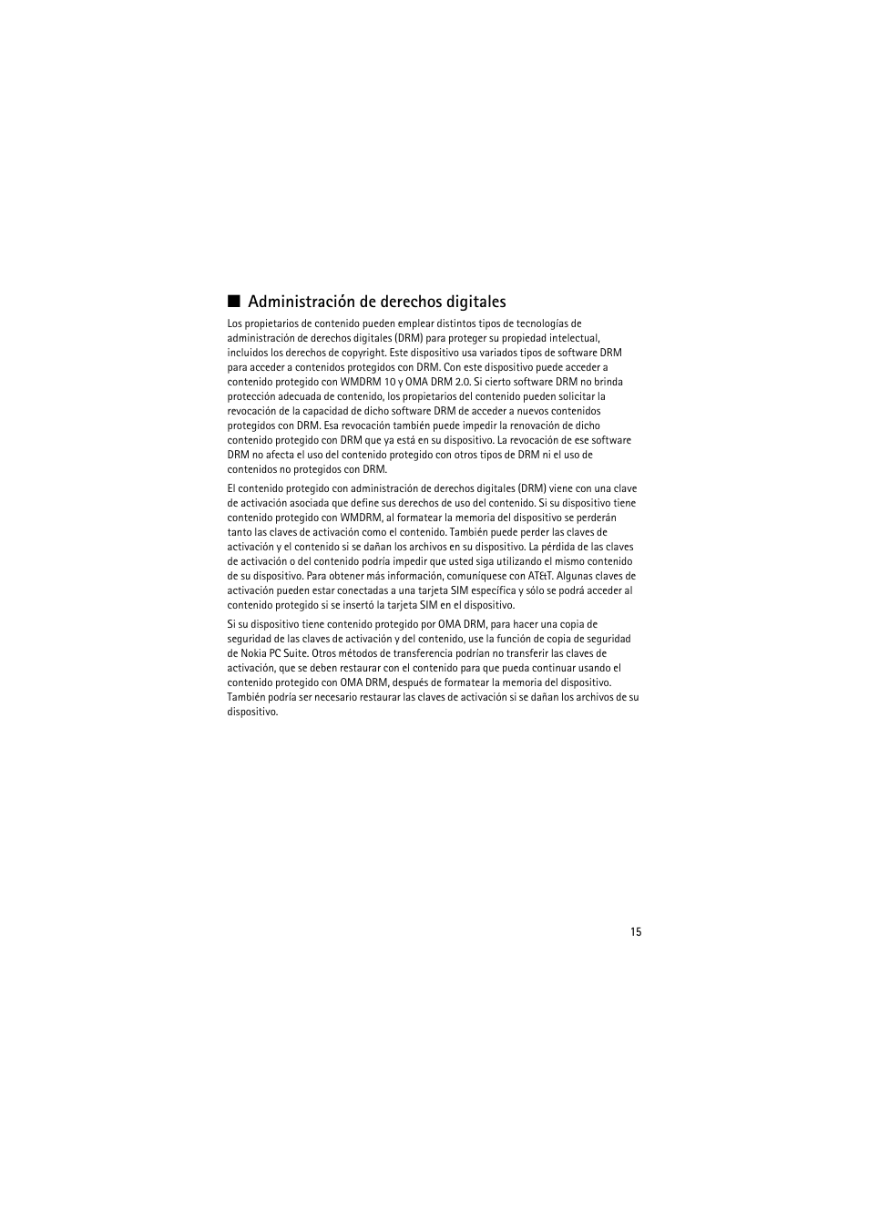 Administración de derechos digitales | Nokia 6790 User Manual | Page 77 / 137